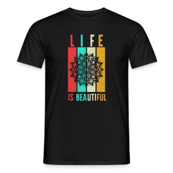 Leben Ist Schön Mandala - Männer T-Shirt - Schwarz - Vorne - AI Model Male 178 light (178cm)