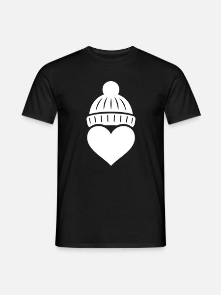 Herz Winter Mütze Liebe - Männer T-Shirt - Schwarz