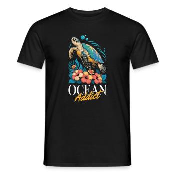 Sea Turtle Ocean Addict Design - T-shirt homme - noir - Devant - AI Model Male 178 light (178cm)