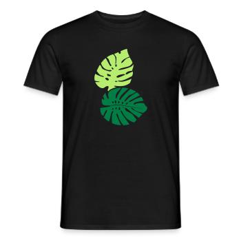 Zwei Monsterablättr / Two Monstera Leaves (2c) - Männer T-Shirt - Schwarz - Vorne - AI Model Male 178 light (178cm)