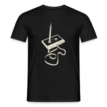 Cassette - Ruban Wrap - Bande Magnétique - T-shirt homme - noir - Devant - AI Model Male 178 light (178cm)