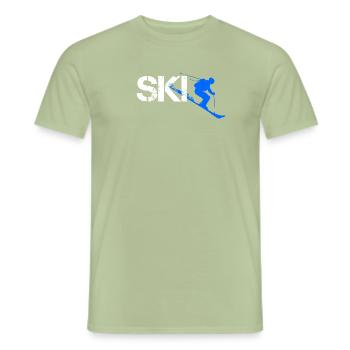 Ski-Design in blau und weiß - Männer T-Shirt - Sage - Vorne - AI Model Male 178 light (178cm)