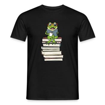 Frog Reading Books Literature Coffee - Men's T-Shirt - black - Front - AI Model Male 178 light (178cm)