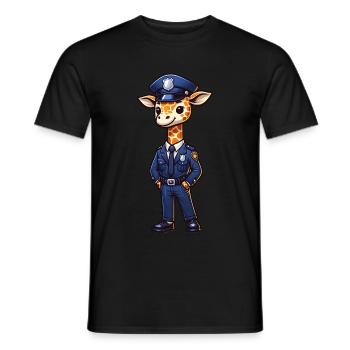 Cute Giraffe Police Officer - Men's T-Shirt - black - Front - AI Model Male 178 light (178cm)