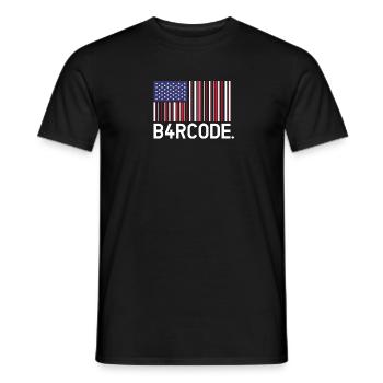 B4RCODE. United States - Men's T-Shirt - black - Front - AI Model Male 178 light (178cm)