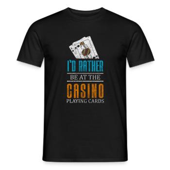 Kartenspiel Karten Pokerface Pokern - Männer T-Shirt - Schwarz - Vorne - AI Model Male 178 light (178cm)
