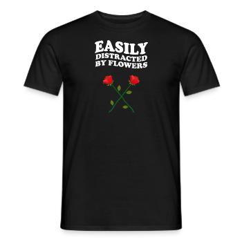 Facilement distrait par les fleurs Rose Rosen Blumen - T-shirt homme - noir - Devant - AI Model Male 178 light (178cm)