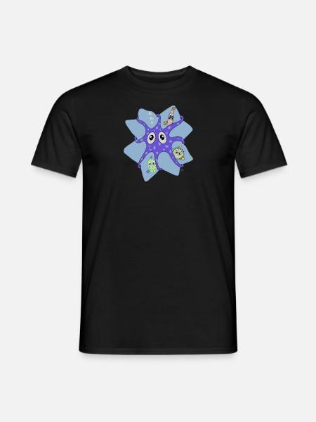 Squid with fish looking surprised - Men's T-Shirt - black