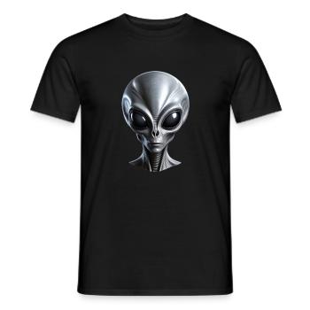 Echtes graues Alien mit großem Kopf - Männer T-Shirt - Schwarz - Vorne - AI Model Male 178 light (178cm)