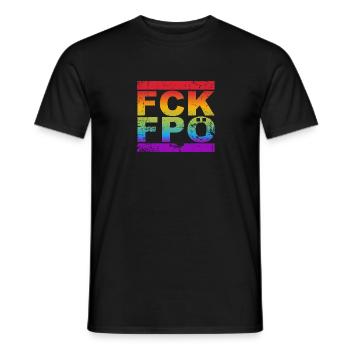FCK FPÖ - Montrer l’exemple contre la droite et les LGBTQ - T-shirt homme - noir - Devant - AI Model Male 178 light (178cm)