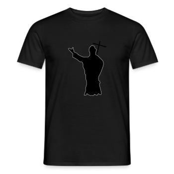 Papst - Männer T-Shirt - Schwarz - Vorne - AI Model Male 178 light (178cm)