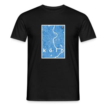 Cologne hipster city map blue - Men's T-Shirt - black - Front - AI Model Male 178 light (178cm)