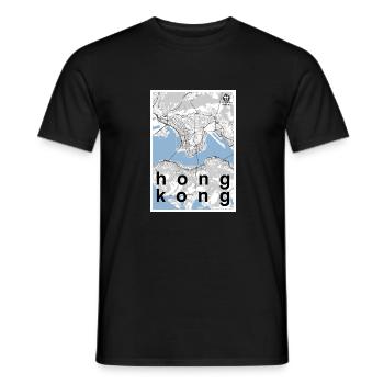 Hong Kong hipster city map black white - Men's T-Shirt - black - Front - AI Model Male 178 light (178cm)