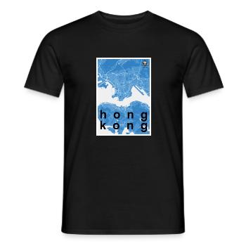 Hong Kong Hipster Stadt Karte blau - Männer T-Shirt - Schwarz - Vorne - AI Model Male 178 light (178cm)