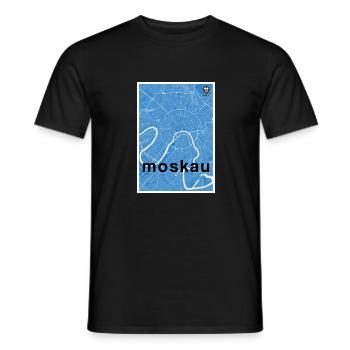 Moscow hipster city map blue - Men's T-Shirt - black - Front - AI Model Male 178 light (178cm)
