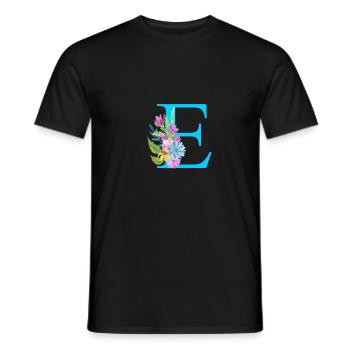 E Buchstabe Blau - Männer T-Shirt - Schwarz - Vorne - AI Model Male 178 light (178cm)
