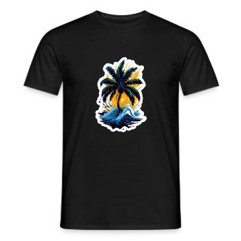 Palme im Meer - Männer T-Shirt - Schwarz - Vorne - AI Model Male 178 light (178cm)