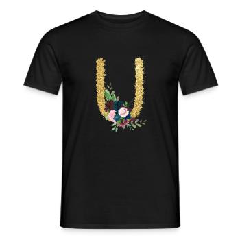 Buchstabe u gold floral - Männer T-Shirt - Schwarz - Vorne - AI Model Male 178 light (178cm)