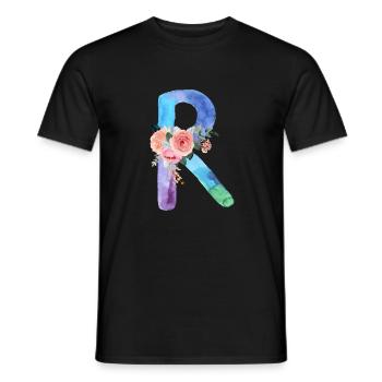 Lettre r watercolor - T-shirt homme - noir - Devant - AI Model Male 178 light (178cm)