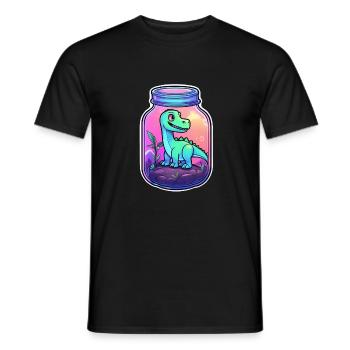 Dinosaur in a Cartoon Jar - Men's T-Shirt - black - Front - AI Model Male 178 light (178cm)