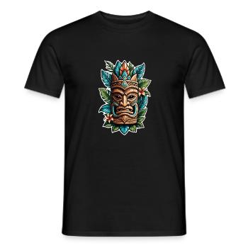 Tiki Beach - Polynesien Statue - Männer T-Shirt - Schwarz - Vorne - AI Model Male 178 light (178cm)