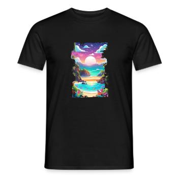 plage vacances soleil mer - T-shirt homme - noir - Devant - AI Model Male 178 light (178cm)