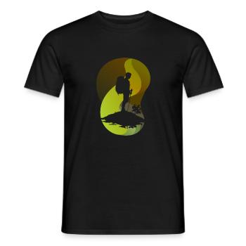 Wandern Hiking Trekker - Männer T-Shirt - Schwarz - Vorne - AI Model Male 178 light (178cm)
