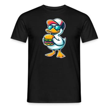 Cooler Erpel Hamburger Cheeseburger Fast Food - Männer T-Shirt - Schwarz - Vorne - AI Model Male 178 light (178cm)
