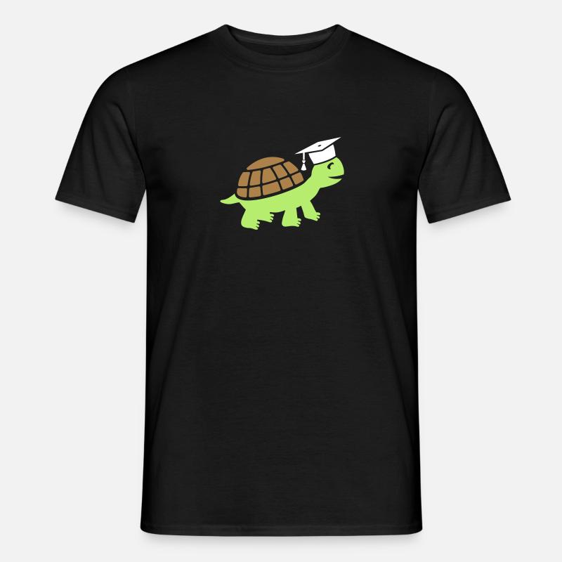 Schildkröte mit Doktorhut Doktorarbeit Studium - Männer T-Shirt - Schwarz