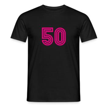 50. 50 YEARS. 50th ANNIVERSARY. 50TH ANNIVERSARY. - Men's T-Shirt - black - Front - AI Model Male 178 light (178cm)