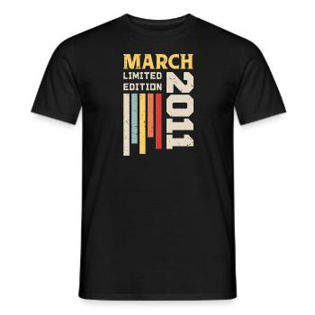 March 2011 - Birthday gift March 2011 March - Men's T-Shirt - black - Front - AI Model Male 178 light (178cm)