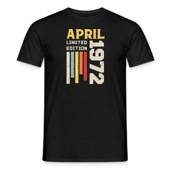 Avril 1972 - Cadeau anniversaire Avril 1972 Avril - T-shirt homme - noir - Devant - AI Model Male 178 light (178cm)