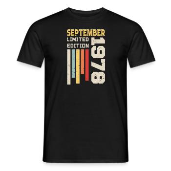 September 1978 Birthday Gift September 1978 - Men's T-Shirt - black - Front - AI Model Male 178 light (178cm)