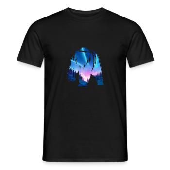 Baer wilderness night northern lights - Men's T-Shirt - black - Front - AI Model Male 178 light (178cm)
