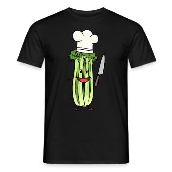 CÉLERI LÉGUME CUISINIER AMATEUR CHEF ART CULINAIRE - T-shirt homme - noir - Devant - AI Model Male 178 light (178cm)