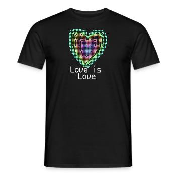 Herz, 3d, Computerherz, regenbogen, bunt - Männer T-Shirt - Schwarz - Vorne - AI Model Male 178 light (178cm)