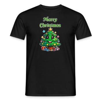 Joyeux Noël sapin de Noël avec cadeaux - T-shirt homme - noir - Devant - AI Model Male 178 light (178cm)