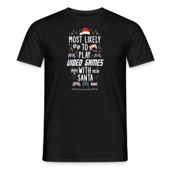 Christmas Gamer Gaming Saying Funny Humor Xmas - Men's T-Shirt - black - Front - AI Model Male 178 light (178cm)
