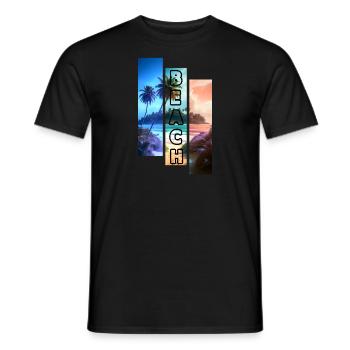 Motif de plage 3 couleurs avec lettrage de plage - T-shirt homme - noir - Devant - AI Model Male 178 light (178cm)