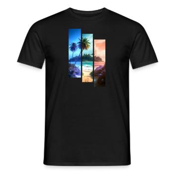 BEACH stripes in 3 colours - Men's T-Shirt - black - Front - AI Model Male 178 light (178cm)