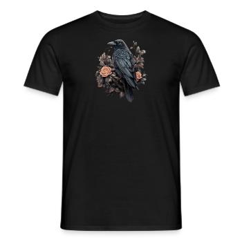 Gothic Raven Illustrations with Roses - Men's T-Shirt - black - Front - AI Model Male 178 light (178cm)