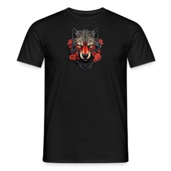 Gothic Wildlife Illustration with Mystical Roses - Men's T-Shirt - black - Front - AI Model Male 178 light (178cm)