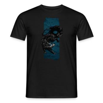 Sentinelle de l’ombre : Loup de l’ombre mythique - T-shirt homme - noir - Devant - AI Model Male 178 light (178cm)