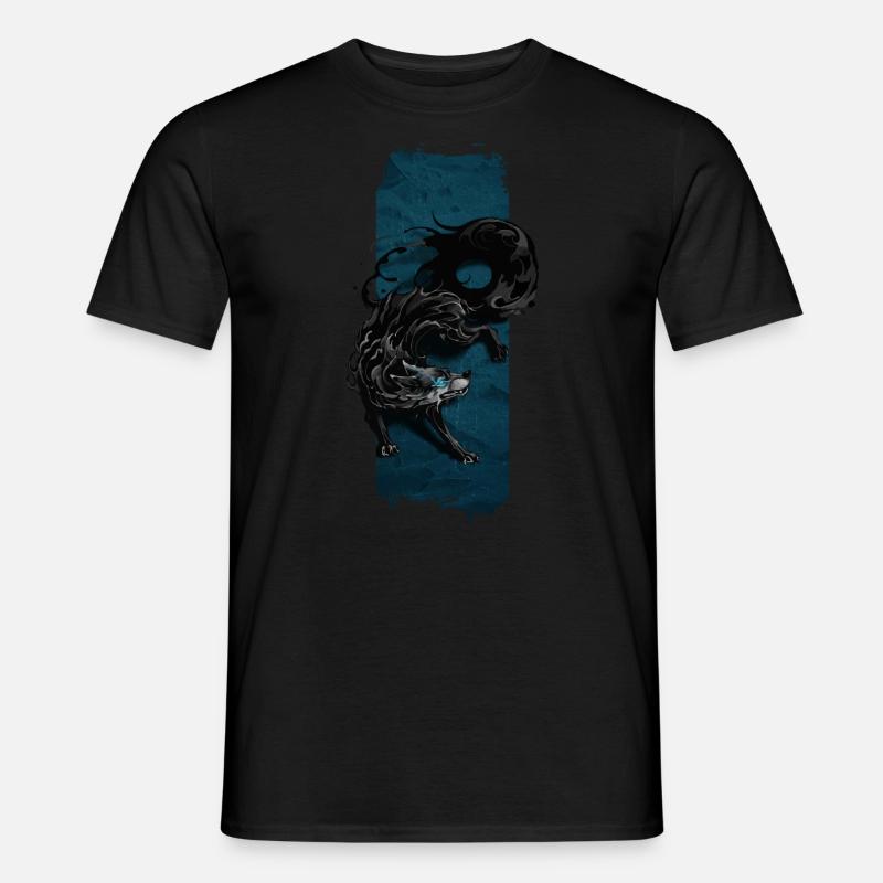 Schattenwächter: Mythischer Schattenwolf - Männer T-Shirt - Schwarz
