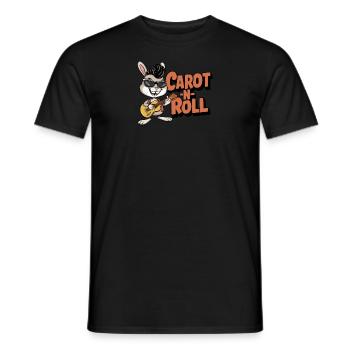 Cartoon Rabbit Playing Guitar in Sunglasses - Men's T-Shirt - black - Front - AI Model Male 178 light (178cm)