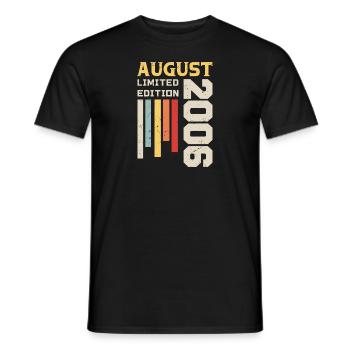 Août 2006 - Cadeau anniversaire Août 2006 Août - T-shirt homme - noir - Devant - AI Model Male 178 light (178cm)