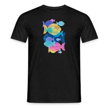 Pisces (Shoal, Pattern) - Men's T-Shirt - black - Front - AI Model Male 178 light (178cm)