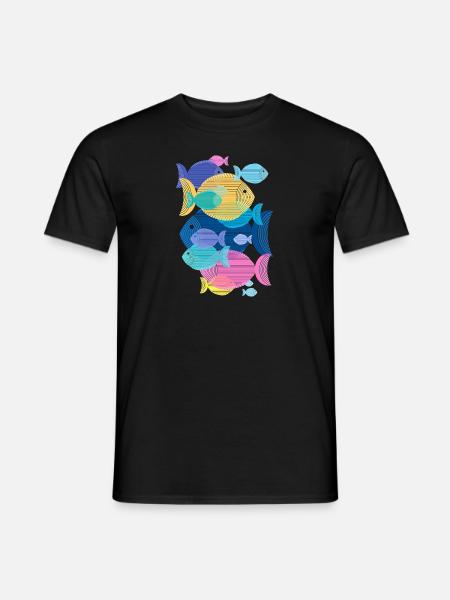 Pisces (Shoal, Pattern) - Men's T-Shirt - black