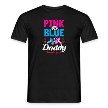 Pink or Blue Daddy Loves You Gender Reveal Party - Men's T-Shirt - black - Front - AI Model Male 178 light (178cm)