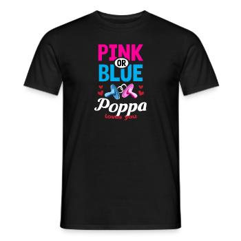 Pink or Blue Poppa Loves You Gender Reveal Party - Männer T-Shirt - Schwarz - Vorne - AI Model Male 178 light (178cm)